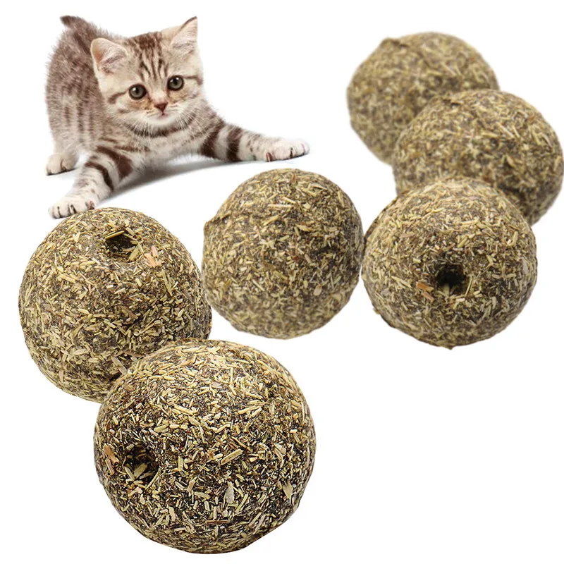 1Pcs Cat Toy Natural Catnip Ball Pet Cats Rolling Ball Menthol Flavor