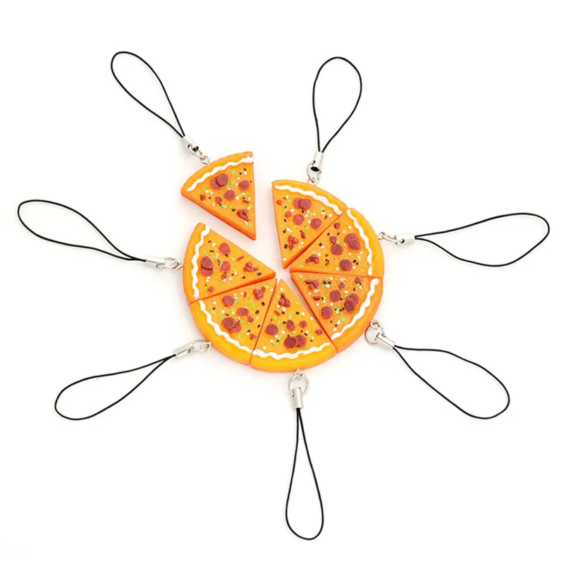 1PC Fashion Cute Pizza Keychain Pendant Fashion Key Chain Chaveiro Key Ring 2.5cm