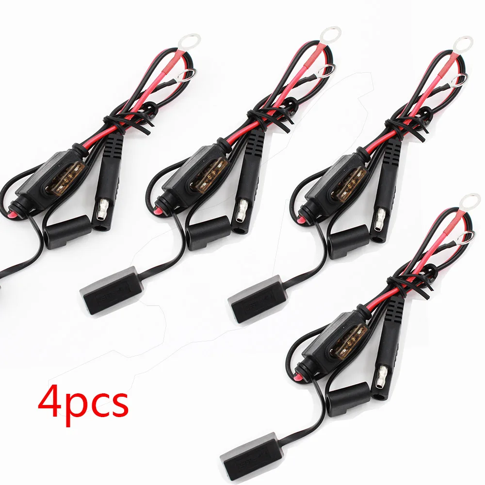 

4PCS Charger/Tender Cables SAE Connector Quick Disconnect O-Ring Terminal Harness 7.5A Fuse