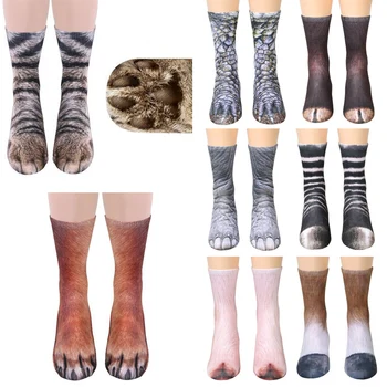 

New Funny Socks Animal Paw Crew Socks Cat Dog Tiger Zebra Claws 3D Printed Sockings Clothing Adult Creative Women Men 1 Pair