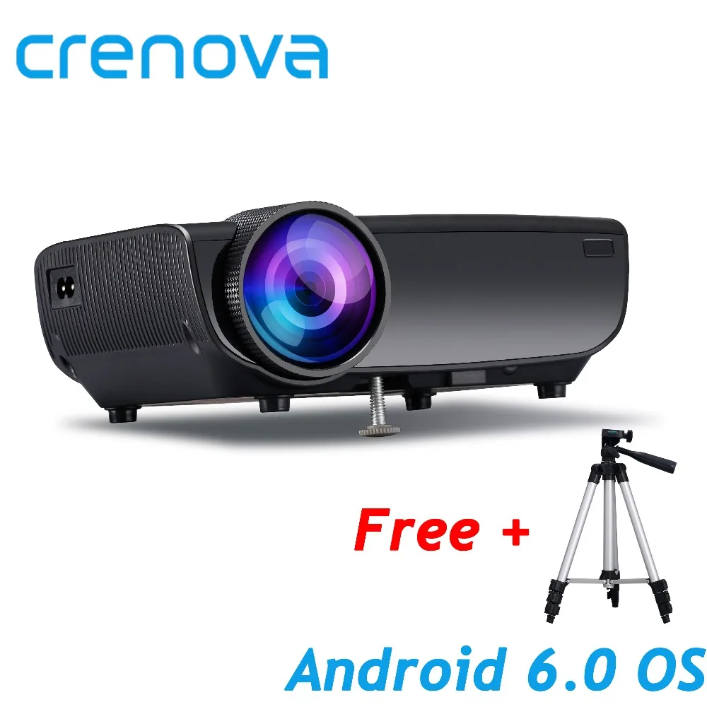 CRENOVA Newest Android Projector With WIFI Bluetooth Android 6.0 OS Home Theater Movie Video Projector Support 1080P Beamer