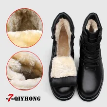 QIYHONG/мужские кожаные ботинки; Сезон Зима; теплые мужские ботинки в байкерском стиле; Коллекция года; мужские ботильоны из натуральной кожи с блестками; большие размеры