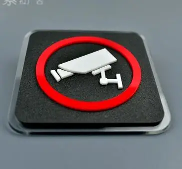 

2Pieces/Lot 10x10cm Acrylic Built-in Monitoring Warning Signs Plexiglass Monitor Area Sign
