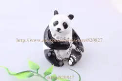Исчезающие виды Панда медведь ручной работы, инкрустированные драгоценными камнями эмалированная металлическая коробка для безделушек