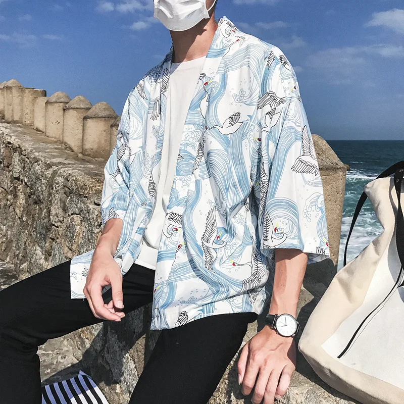 واقية من الشمس اليابانية الشارع الشهير كيمونو سترة سترة معطف الرجال أسود أبيض فضفاض سترة واقية رقيقة الهيب هوب سترة الذكور الرجعية واقية من الشمس اليابانية الشارع الشهير كيمونو سترة سترة معطف الرجال أسود أبيض فضفاض سترة واقية رقيقة الهيب هوب سترة الذكور الرجعية