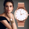 De acero de malla de las mujeres relojes de moda de lujo de oro rosa reloj de las mujeres de plata diseñador Simple mujer reloj de cuarzo reloj de mujer ► Foto 1/6