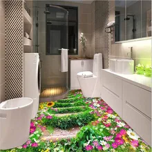 Modern Bathroom Kitchen 3D floor painting mural wallpaper wear non-slip waterproof thickened self adhesive PVC Wallpaper sticker