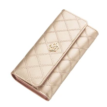 2016 mode haute capacité femmes portefeuilles Lingge or métal couronne dame longue journée embrayage portefeuille sac de haute qualité pour femmes cadeau