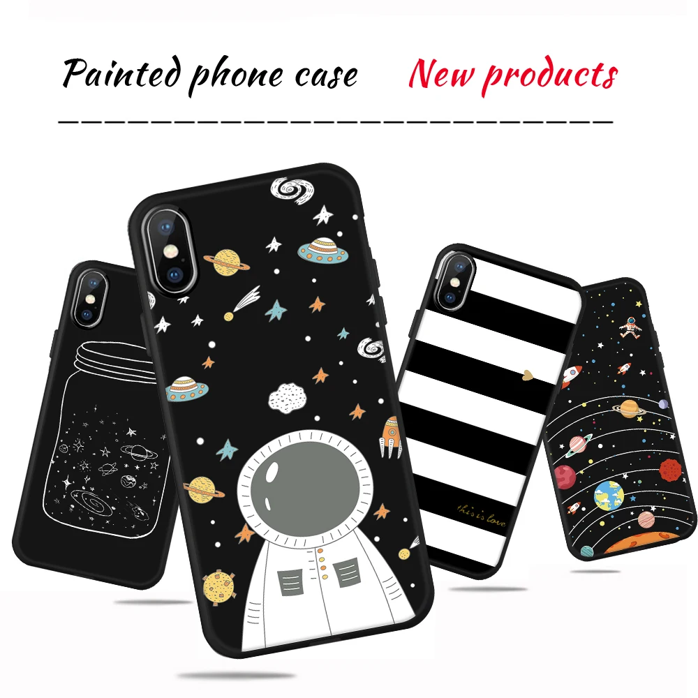 

GerTong Cosmos Planet Patterned Phone Bag Cases For iphone XR X XS Max Case For iphone 5 5s 6 6S 7 8 plus SE Silicone Back Cover