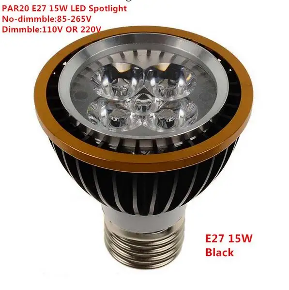 

Factory Sale LED PAR20 Bulbs E27 15W 5*3W Warm White/Cold White/White 110V 220V Dimmable LED PAR 20 P20 Spotlights Lamps