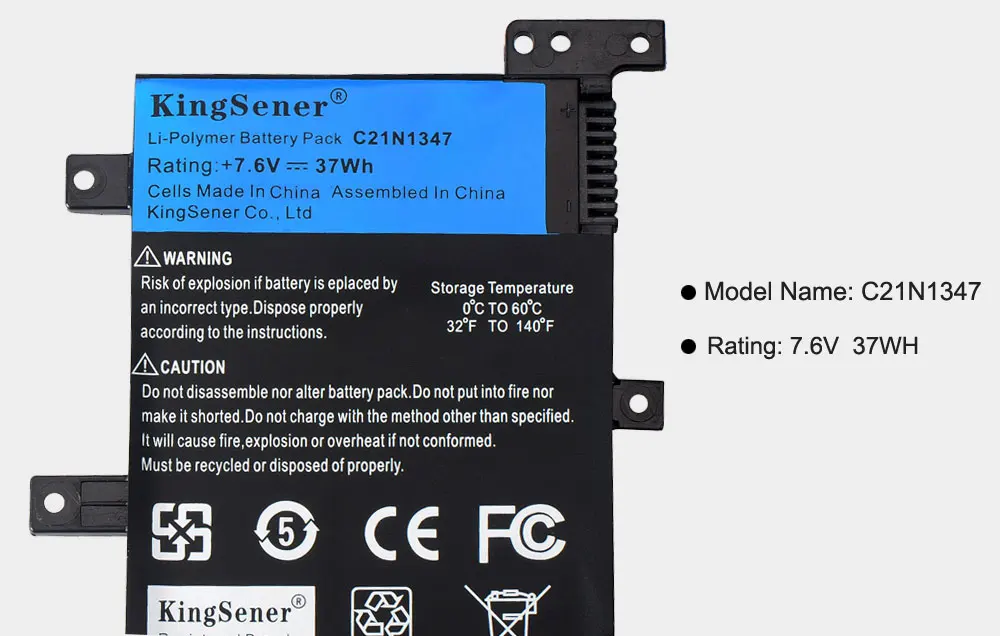 Kingsener C21N1347 Аккумулятор для ноутбука ASUS A555 A555L F554 F554L F555L FL5500L FL5600L F555UA F555U F555UJ F555UF K555D R557L