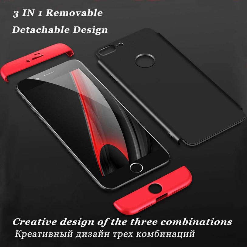 360 Degree Protection case For iPhone X 8 Cover For Apple iphone 8 Plus Case Full Cover for iphone 7 6S 6 5 Slim with Hole New