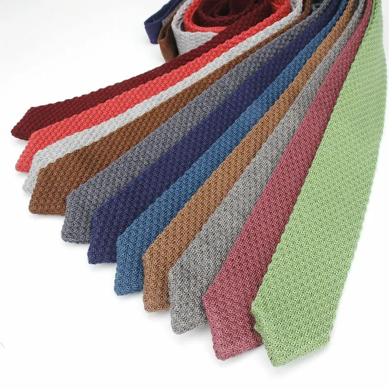 

WOOL 6CM High Quality Men's Knit Tie Vintage Black Blue Solid Color Skinny Knitted Necktie Narrow Slim Knitting Neck Ties