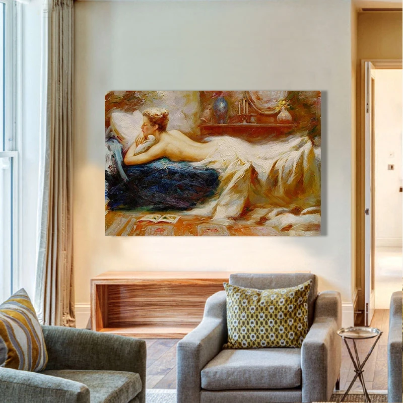 

Hand-Painted Lady Figure Oil Painting On Canvas Beautiful Wall Art For Home Decor