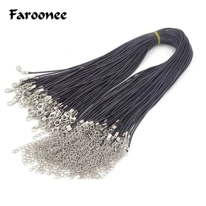 

50PCS 45cm Black Brown Leather Wax Rope Cord Necklace Chain DIY String Strap Rope Lobster Clasp Leather Jewelry Chain Accessory