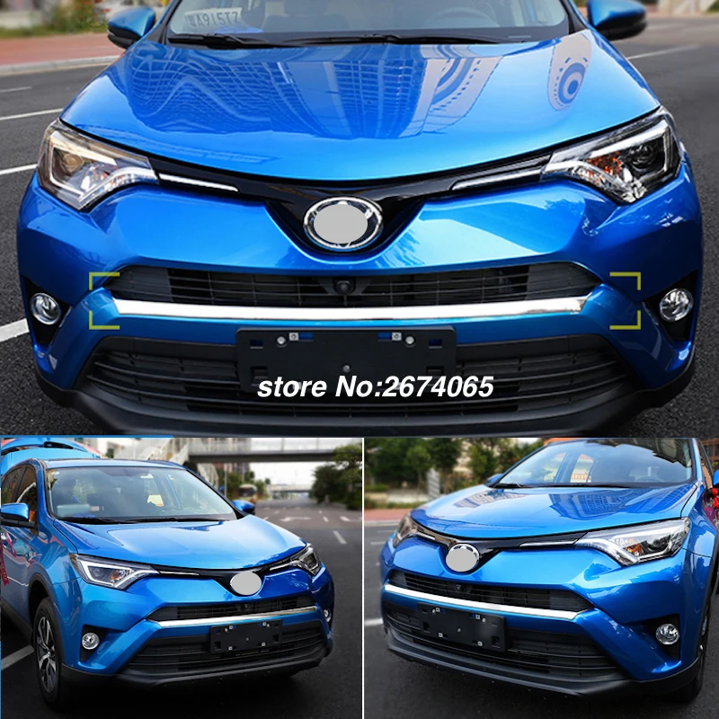Front Grill Grille Trim Garnish Bumper Protector Strips For Toyota RAV4 RAV 4 2016 2017 ABS Chrome Sticker Car styling Accessory Front Grill Grille Trim Garnish Bumper Protector Strips For Toyota RAV4 RAV 4 2016 2017 ABS Chrome Sticker Car styling Accessory