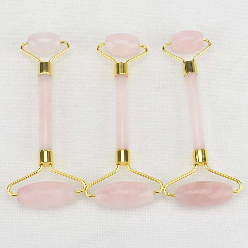 2 Head Facial Beauty Massage Tool Jade Roller Face Thin Massager Rose Quartz Crystal Stone Face-lift Natural Jade Device
