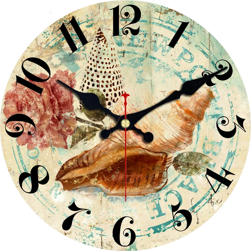 

Vintage Beach Clocks Silent Brief Design Living Room Office Home Decor Wall Art Shabby Chic Large Wall Clocks Duvar Saati