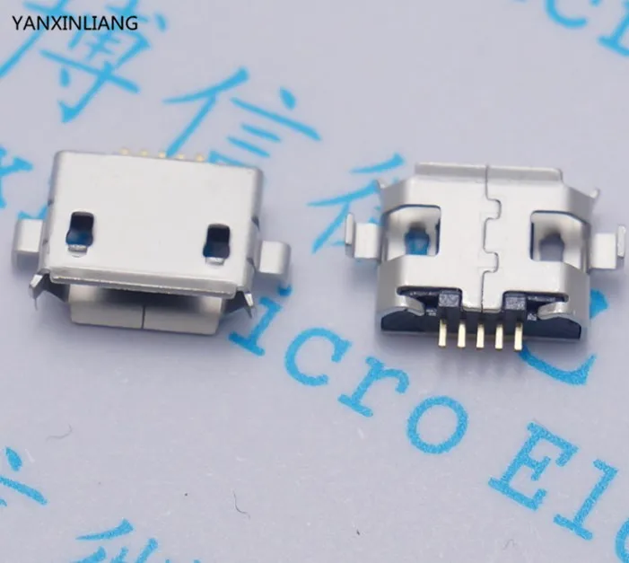 

50pcs Micro USB connector heavy plate 1.0 DIP2 feet Mini connector 5P female Tablet charging seat Mobile phone charging socket