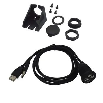 

50pcs X Car Truck Dashboard Flush Mount Dual USB 2.0 Male to Female Extension Data & Charging Cable