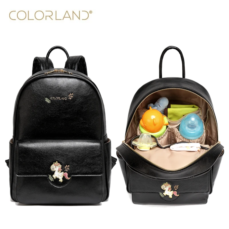 

Colorland Pu leather baby travel mummy maternity changing Nappy diaper tote bag backpack baby orgenizer Bags bolsa maternidad