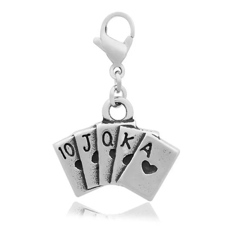30pcs High quality Stainless Steel Poker Charms Pendants For Necklace