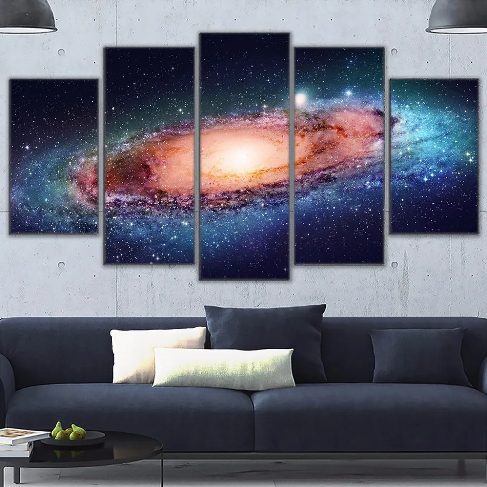 Home Wall Art Decor Pictures Frame HD Prints 5 Pieces Universe Space