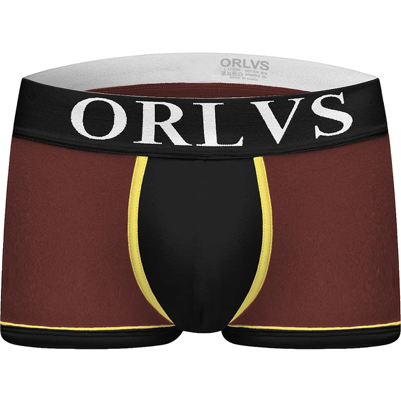 ORLVS Брендовые мужские боксеры, мужское белье для геев, cueca tanga ropa interior hombre, боксеры homme calzoncillo, боксеры para hombre, боксеры - Цвет: OR10-brown