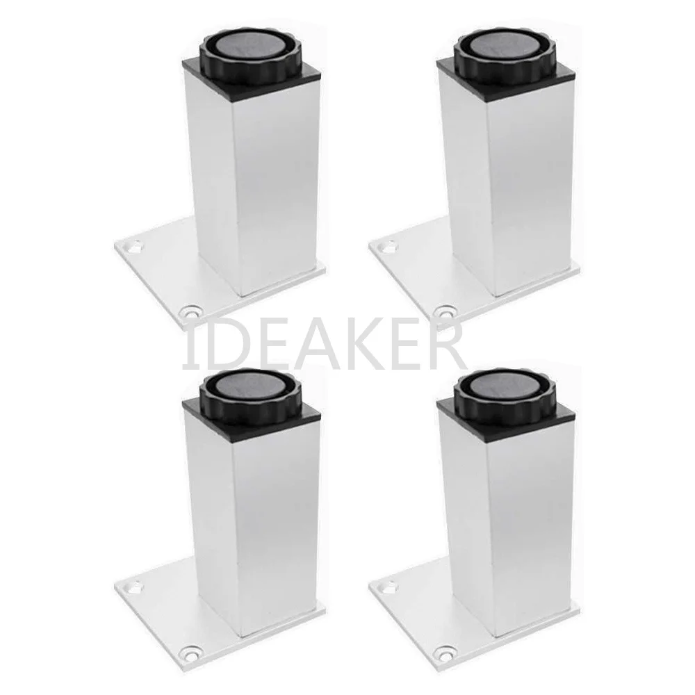 1PCS 100mm Adjustable Aluminum Alloy Circular Furniture Legs Silver