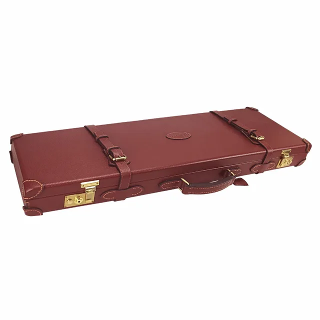 Best price at $306 Cheap Tourbon Hunting Gun Accessories Vintage Gun Case Genuine Leather Carrier Heavy Duty Shotgun Storage with Lock