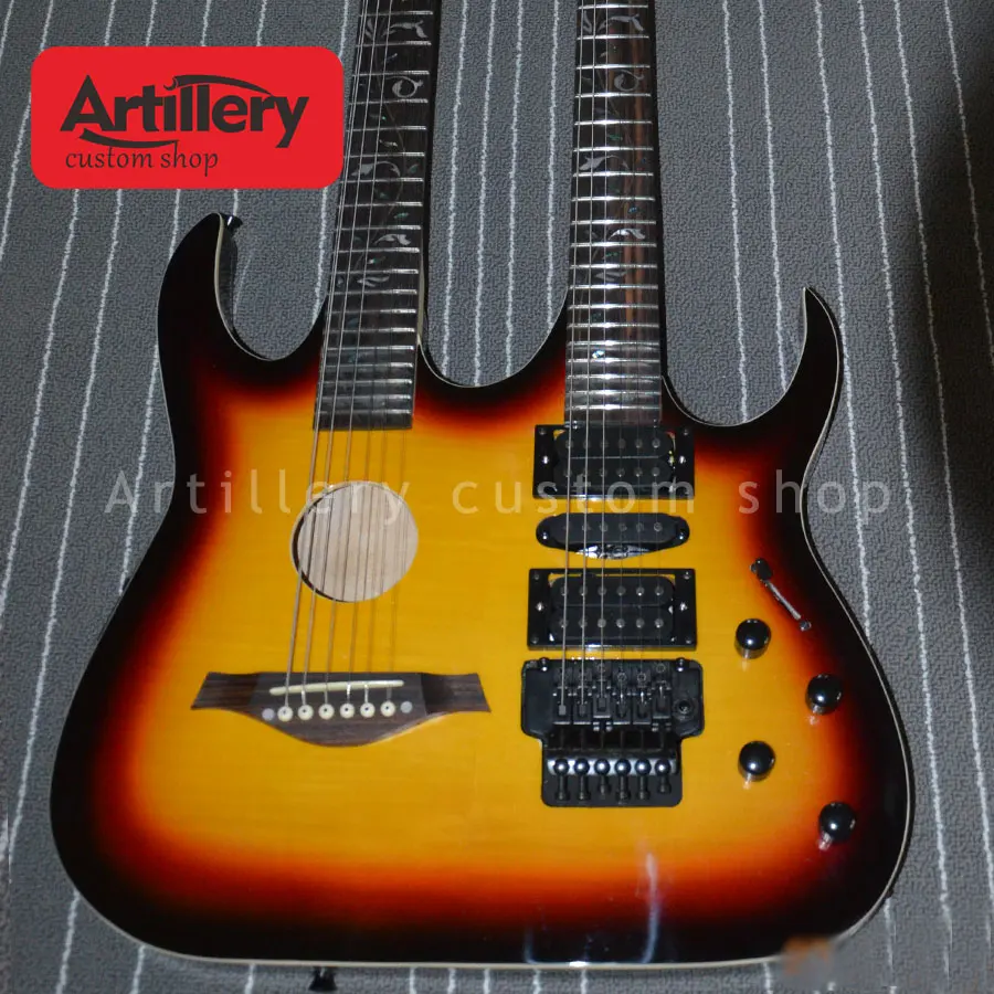 Заводская индивидуальная двойная Шея finshman EQ электрический гитара с розовым