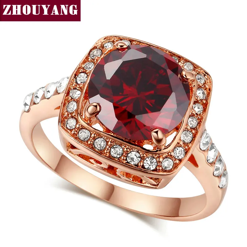 

ZHOUYANG Top Quality ZYR322 Noble Crystal Ring Rose Gold Color Austrian Crystals Full Sizes