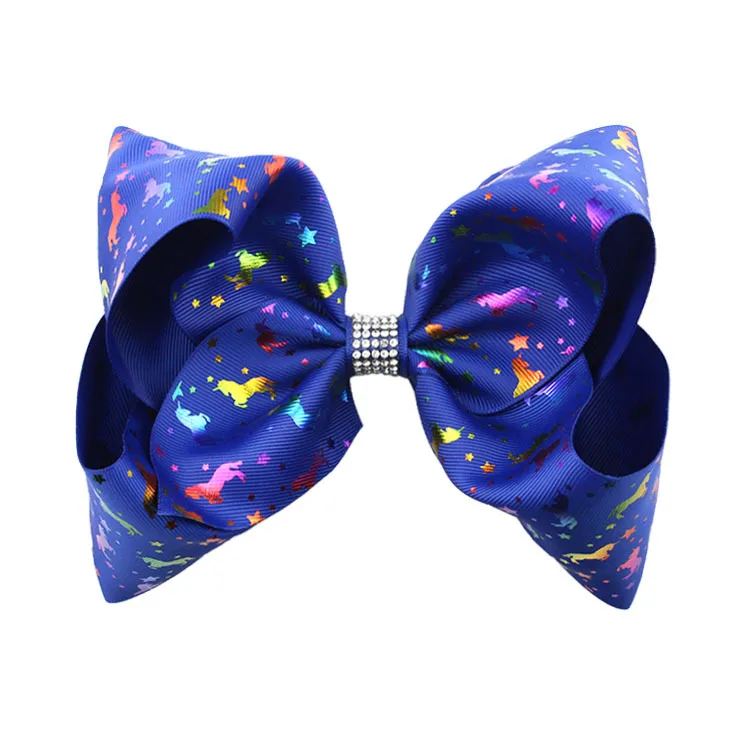 

MengNa 20pc/20colors 8" Unicorn Hair Bow JOJO BOW,Ribbon Hair Bow with Clips Grosgrain Ribbon HairBow with Rhinestone Center