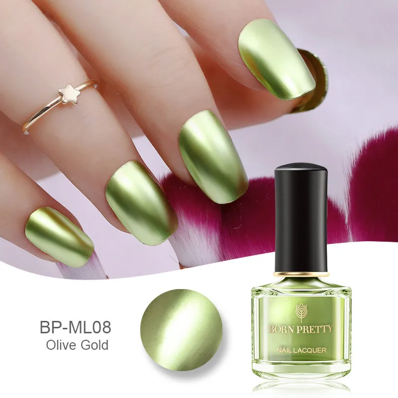 BORN PRETTY металлический блеск серии лак для ногтей 6 мл эффект зеркальных ногтей лак розовое золото Маникюр Vernis основа для ногтей пальто - Цвет: Olive Gold