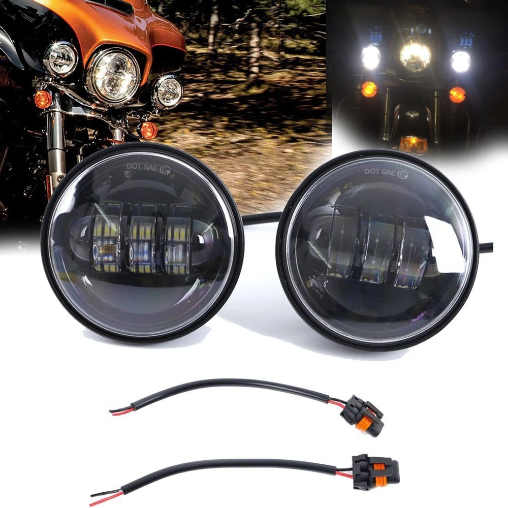 

Motorcycle 4.5" LED Fog HeadLight Passing Lamp Spot For Touring