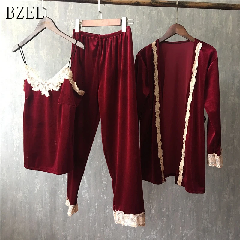BZEL комплект из 3 предметов Для женщин пижамные комплекты Комплект одежды плюша