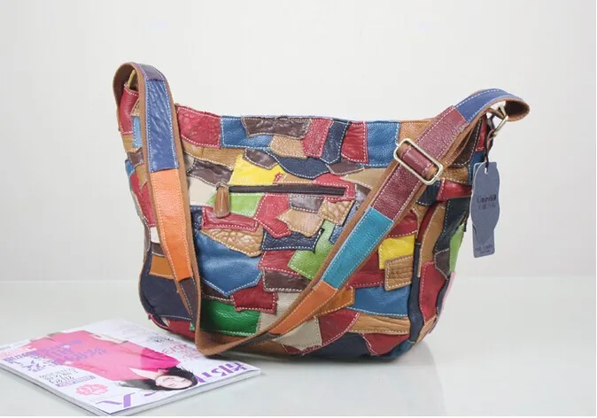 Chsanato коровьей сумки Для женщин s сумка Красочные Лоскутная сумка Для женщин сумка K609