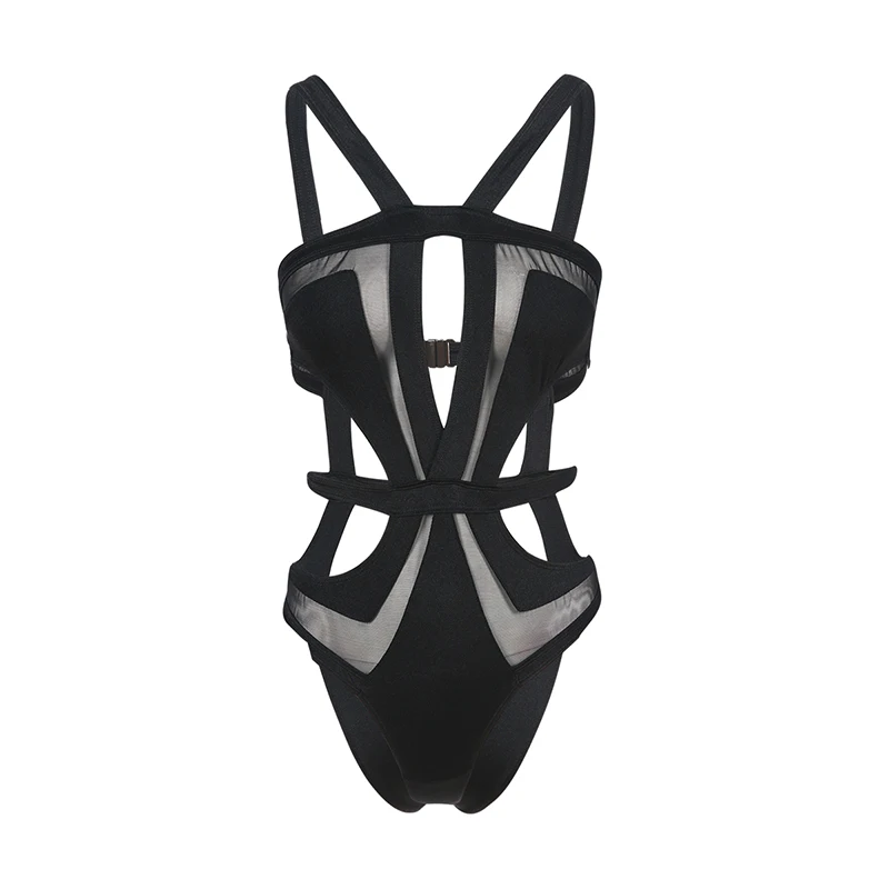 HYH HAOYIHUI Hollow Out Transparent Patchwork Black Short Rompers V Neck Sleeveless Summer Beach Sexy Women Bodysuits HYH HAOYIHUI Hollow Out Transparent Patchwork Black Short Rompers V Neck Sleeveless Summer Beach Sexy Women Bodysuits