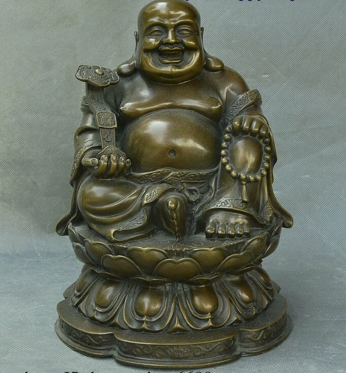 

Помеченная статуя китайский, буддийский из бронзы Copper Ji Xiang Ruyi счастливый Майтрейя Будда