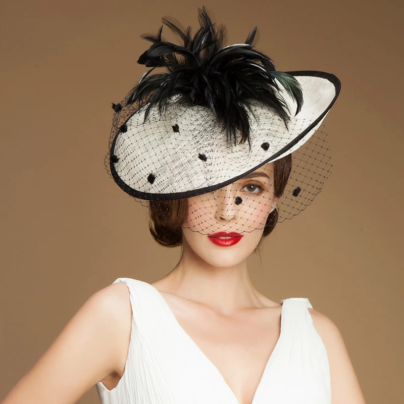 Angel Feather Sinamay hat brand linen crepe British aristocracy hat