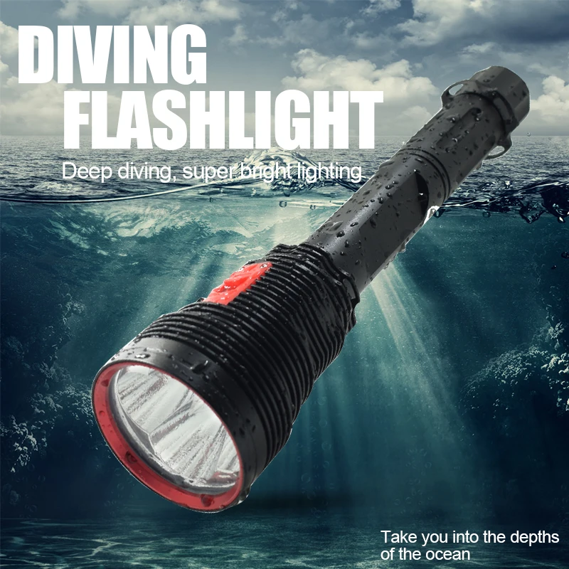 

Wholesale Professional Waterproof Led Diving Flashlight 3 Mode XHP70 LED Underwater Torch Dive Flash Light With 26650 Battery