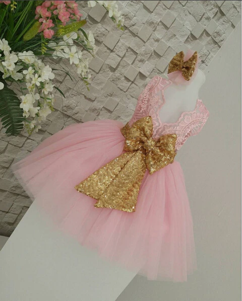 pink and gold dress for 1 year old