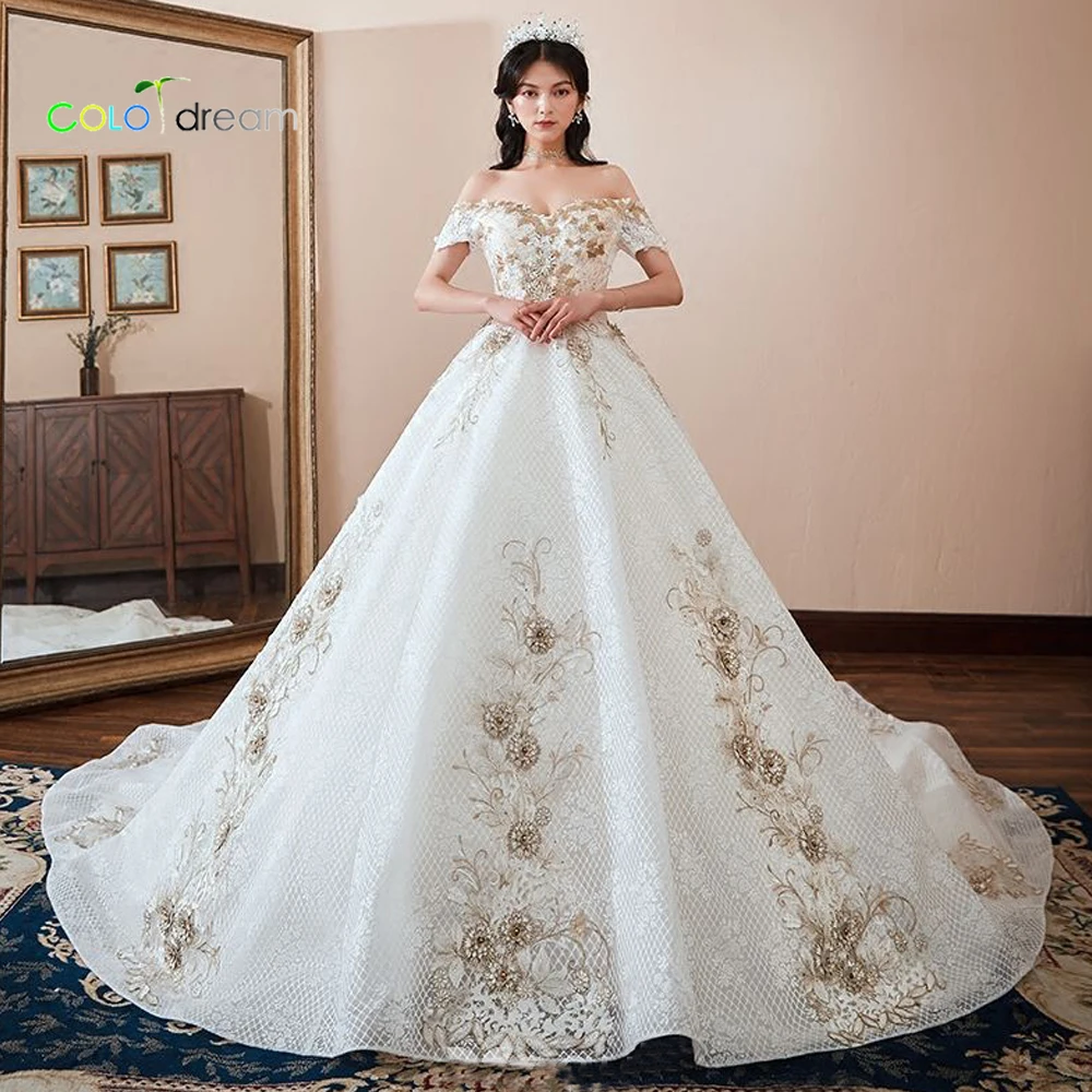 Свадебное платье A line chapel train vestido de novia кружевное с вырезом лодочкой 2019 | Свадьбы и