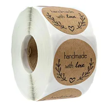 Christmas decorations for home Stickers tags Round Natural Kraft Olive Branch Handmade with Love Stickers / 500 Labels per roll merry christmas reindeer olive branch print round beach throw