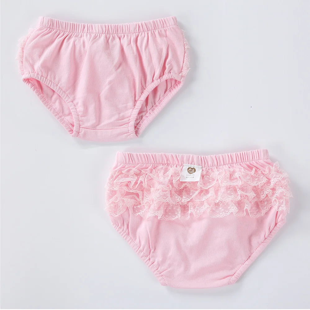 Baby Girl\'s Cotton Ruffle Lace Shorts Infant Diaper Cover Bloomers Solid White Underwear Briefs Pink Panties Frill Knickers3-6