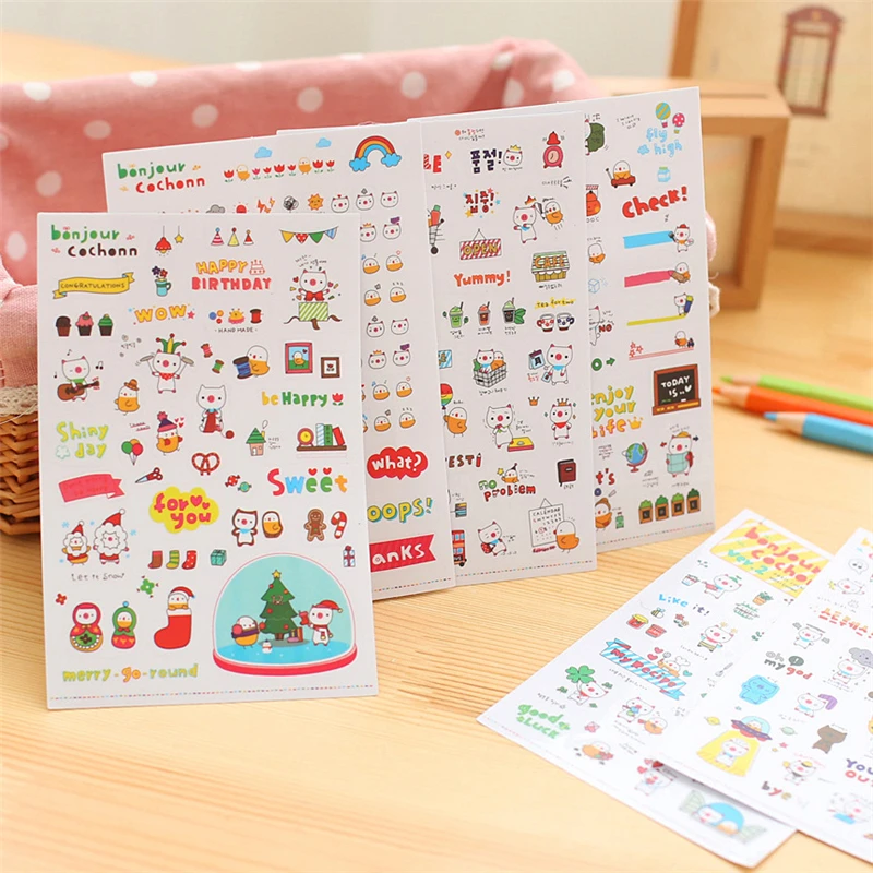6 Sheet Cute Little Pig Diaries Stickers Kids Home Wall Decor On Laptop Cute Animal Stickers