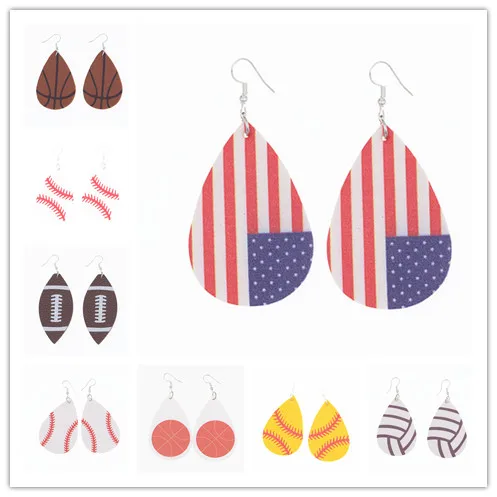 

Basketball Volleyball Leather Earring For Women Teardrop Earrings Statement Baseball Sporty Jewelry Special Dangles Earring Hot
