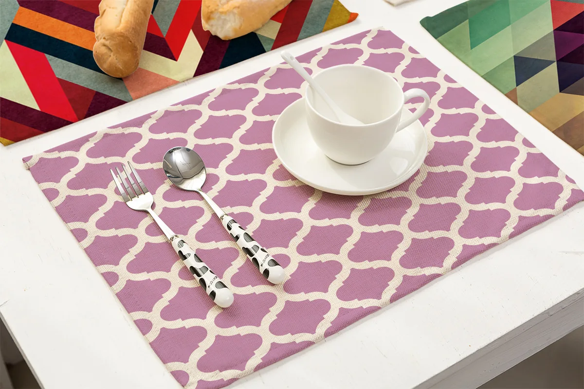 Modern Abstract Geometric Lines Colorful Placemat Scale-like Line Triangular Table Accessories Pad Home Kitchen Table Mat