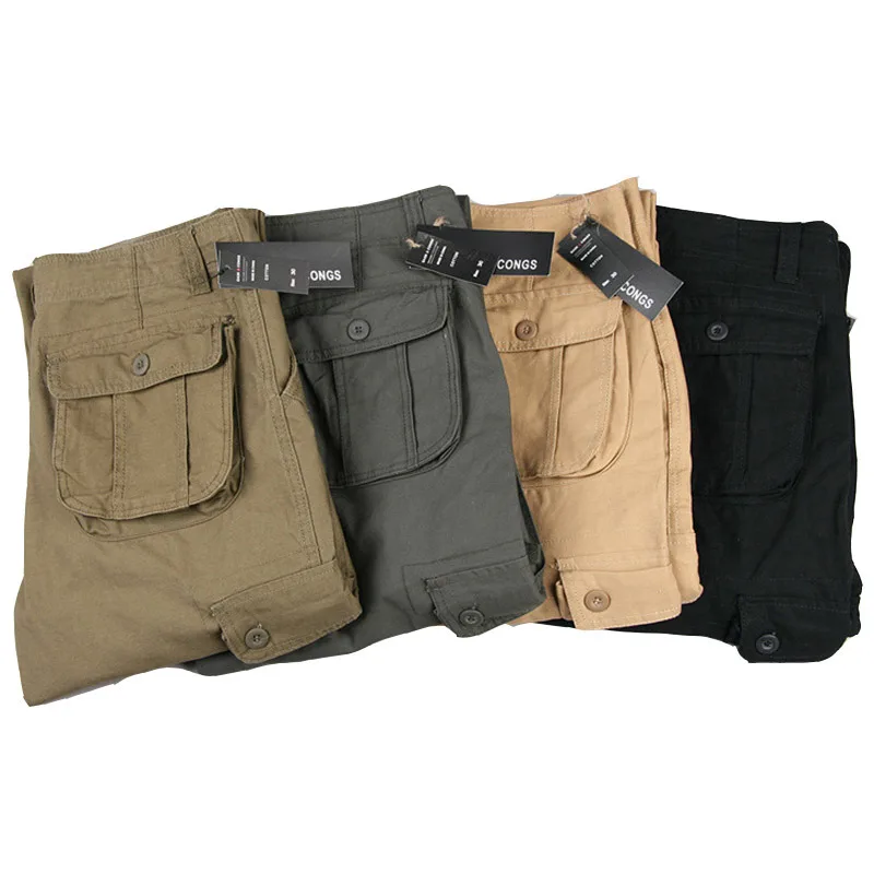 Мужские брюки карго, повседневные, с несколькими карманами, военные, большой размер 44, тактические брюки, мужская верхняя одежда, армейские прямые брюки, длинные брюки