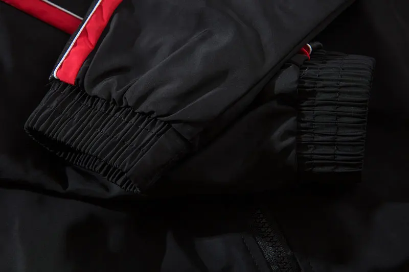 Sleeve Ribbon Color Block Zip Track Jackets 9